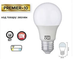 Світлодіодна лампа HOROZ ELECTRIC PREMIER-10 A60 10 Вт 3000K E27