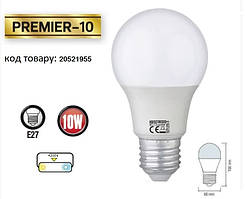 Світлодіодна лампа HOROZ ELECTRIC PREMIER-10 A60 10 Вт 4200K E27