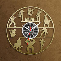 Золотые часы Мстители Часы супергерои Marvel Часы с ретро пластинки Тихий ход часов Часы для подростка 30 см