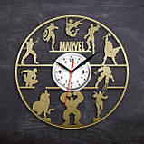 Золотий годинник Месники Годинник супергерої Marvel Годинник з ретро пластинки Тихий хід годинника Годинник для підлітка 30 см, фото 3