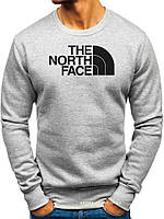 Мужской свитшот The North Face (Норс Фейс) светло серый (большое лого) толстовка лонгслив (чоловічий світшот)