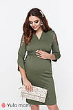 Нарядна сукня для вагітних та годування MIRELLA DR-49.221 хакі, фото 2