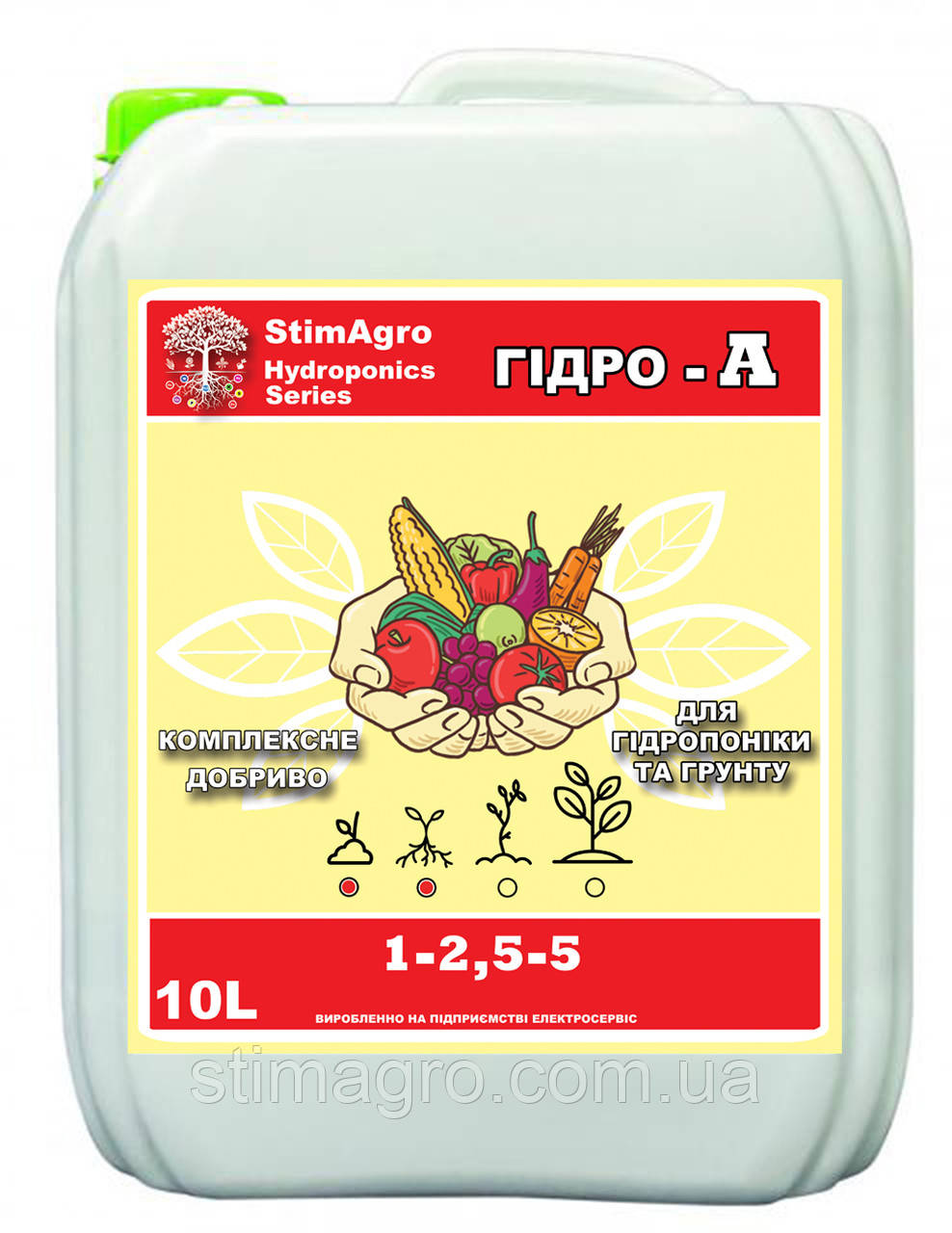 StimAgro добрива для гідропоніки та грунту ГІДРО-А 1-2,5-5 10L
