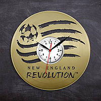 Часы футбольного клуба Нова Англия Винил на стене ФК New England Revolution Кварцовый механизм 30см