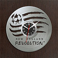 Серебряные Часы футбольного клуба Нова Англия Виниловые часы ФК New England Revolution Часы в холл 30см