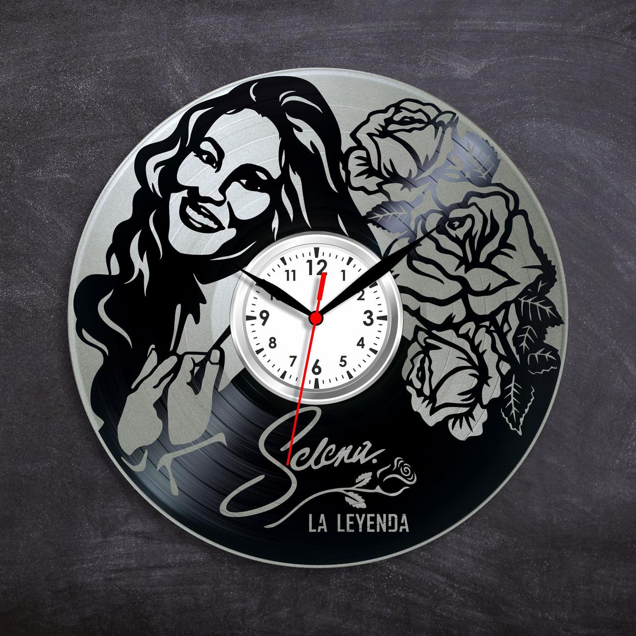 Selena попспівниця Вініловий годинник Музична пластина Вініл Декор у квартиру Настінний годинник 300 мм, фото 1