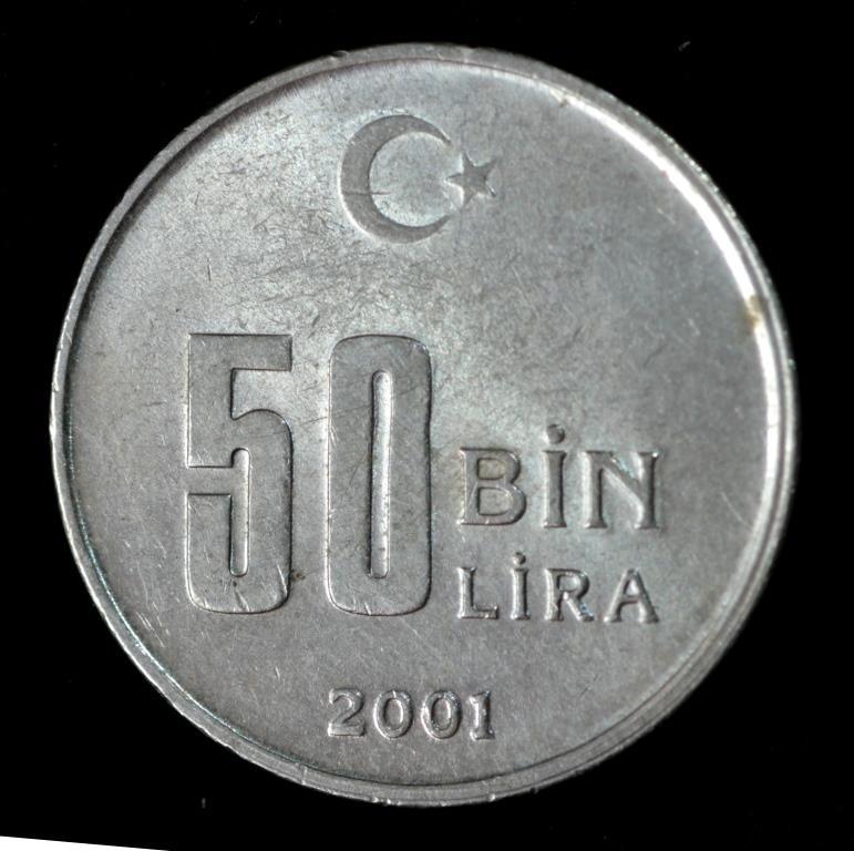 Монета Туреччини 50000 лір 2001-02 рр., фото 1