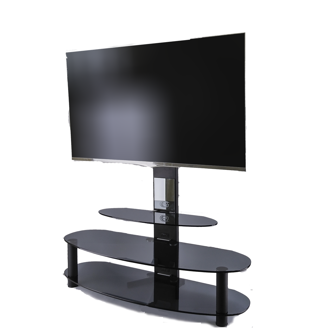 Скляна Тумба під ТВ з кронштейном Тайфун Black (1250х470х1250), фото 1