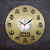 Годинник у кольорі золота Зоряний Війни Годинник із вінілу Круглий годинник у кімнату Декор дитячої кімнати Арт дизайн