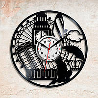 Годинники Лондон Вініловий годинник Міста на годиннику Лондонський годинник Декор стіни Подарунок мандрівникові Телефонна будка