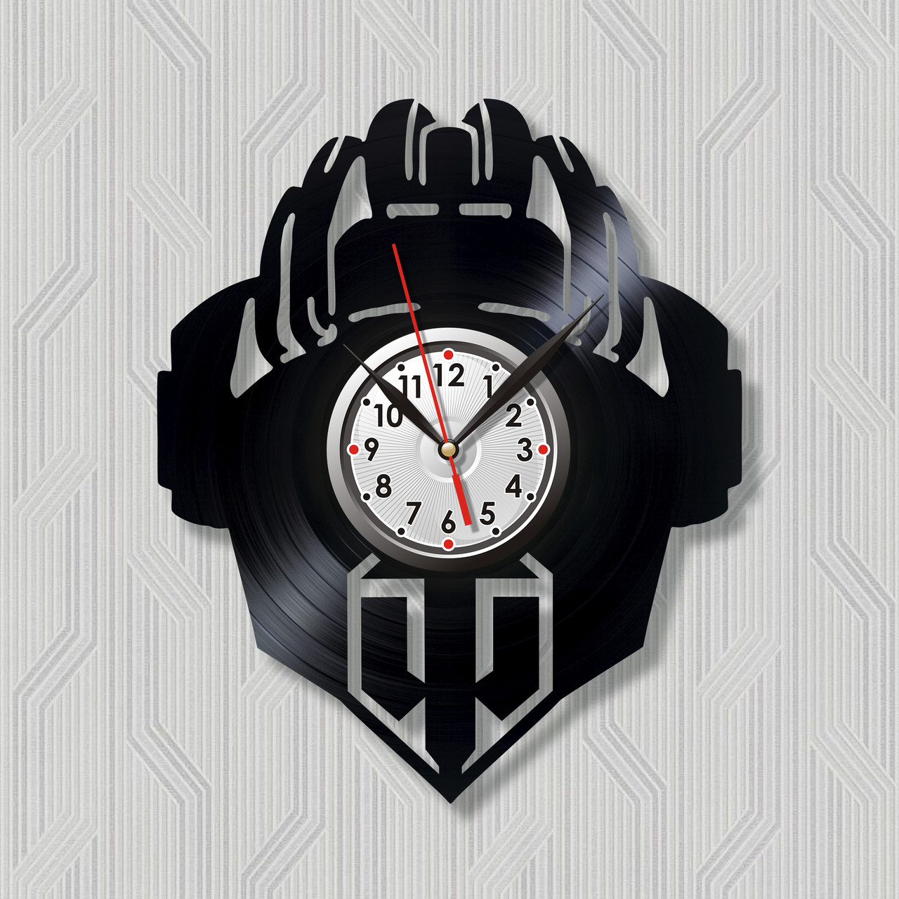 Танки годинники Ігри Он-лайн Годинники гра Годинник із вінілу Настінний годинник Годинник чорний Годинник фігурні Ігри війни 30 см
