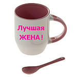 Чашка з Вашим дизайном, кольорова всередині, ручка і ложка, фото 10
