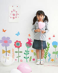 Вінілова наклейка на шпалери в дитячу "Польові квіти"