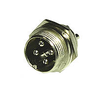 Разъем гарнитурный d16мм 4-pin, MIC-334, штекер монтажный 1-0411