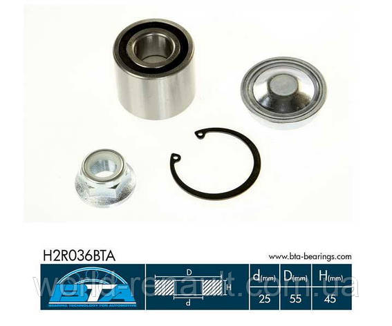 Комплект підшипника задньої маточини на Рено Сцінік 2/BTA H2R036BTA, фото 1