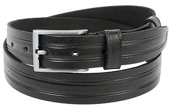 Чоловічий шкіряний ремінь під штани Skipper чорний 3,3 см