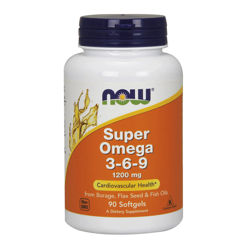 NOW Foods Super Omega 3-6-9 1200 mg, Омега-3-6-9 жирні кислоти (90 капс.)