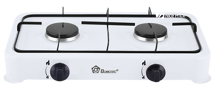 Настільний газовий таганок плита Domotec MS 6662 на 2 конфорки White (6845)