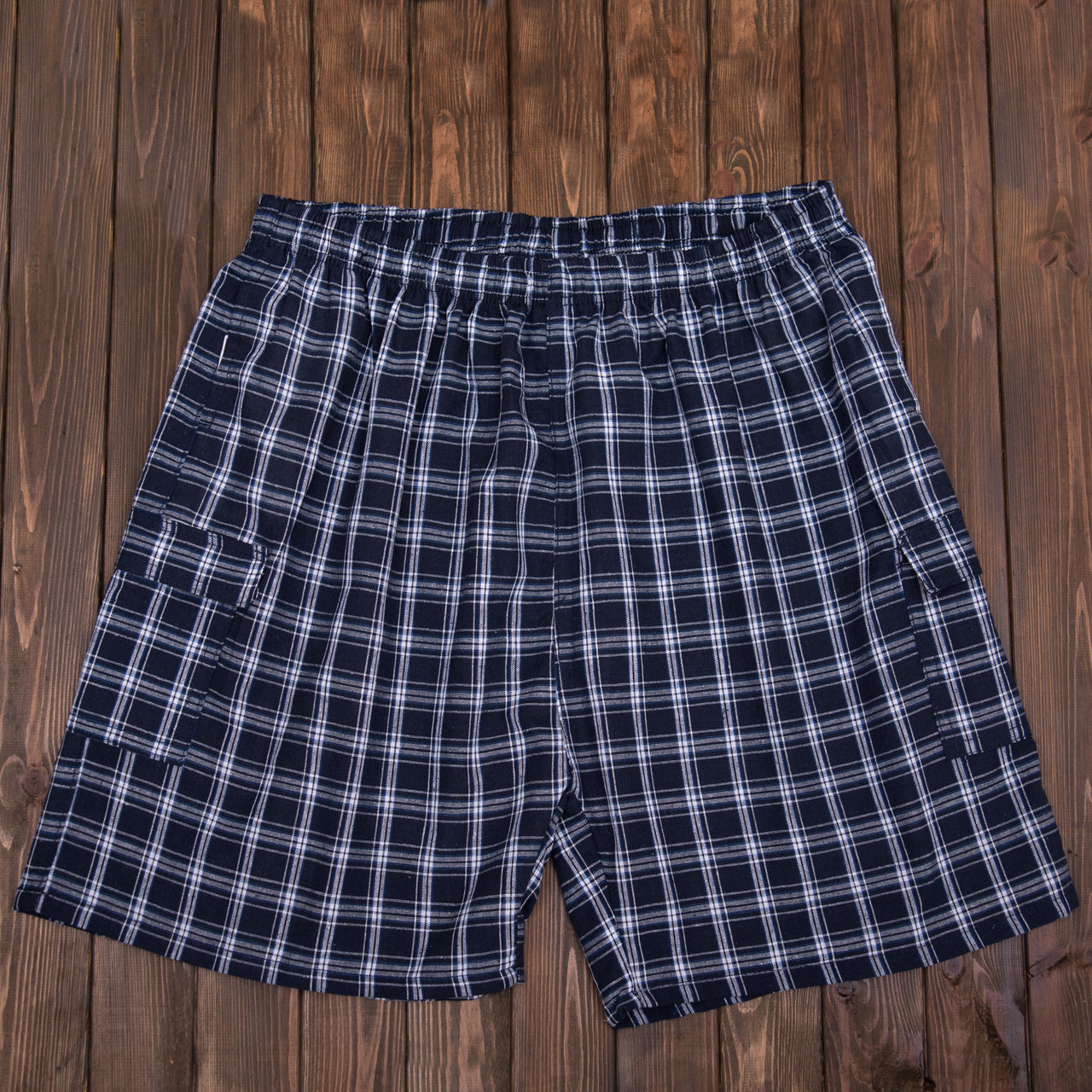 Чоловічі шорти в клітинку великого розміру (Льон) - фото 1 - id-p1086010694