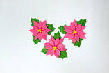 Заготівка новорічна "Пунсеттія темно-рожева" з фетру, фото 2