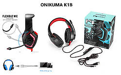 ONIKUMA K1B сині комп'ютерні ігрові навушники з мікрофоном і світлодіодною підсвіткою краще Kotion G2000 1, Чорний з червоним