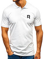 Мужская футболка поло Reebok (Рибок) белая (маленькая эмблема) хлопок