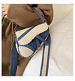 Сумка з штучним хутром оригінальної форми, коричнева, фото 3