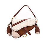 Сумка з штучним хутром оригінальної форми, коричнева, фото 4