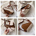 Сумка з штучним хутром оригінальної форми, коричнева, фото 6