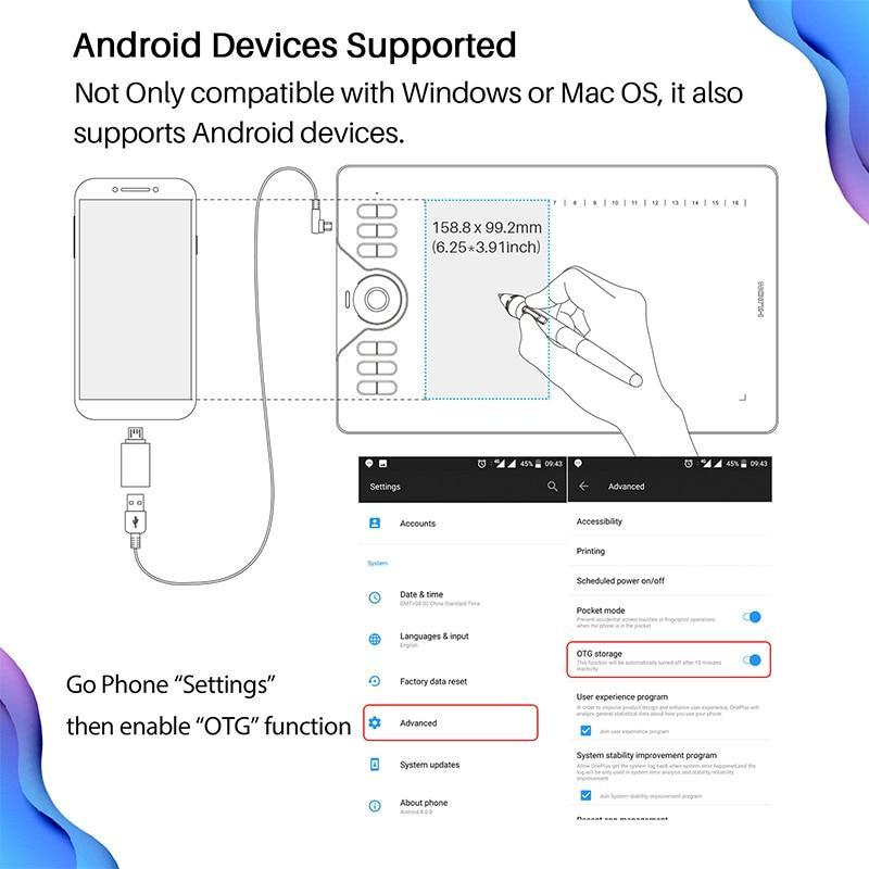 Графический планшет Huion HS610 для рисования +перчатка MAC Windows Android - фото 6 - id-p1085998557