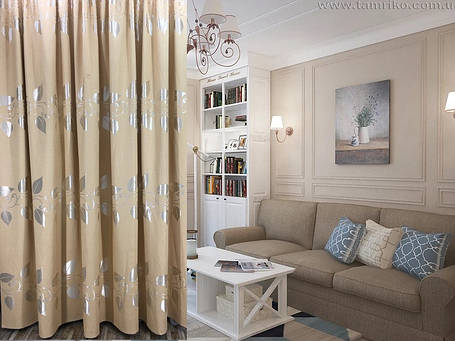 Готові Штори Льон-жаккард "Цезар" (Карамель), фото 1