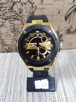 Чоловічі спортивні годинник Smael золотим великим корпусом