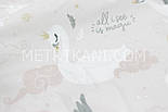 Сатин з цифровою печаткою "Лебеді в коронах" на світло-бежевому фоні №4-50 з, фото 4