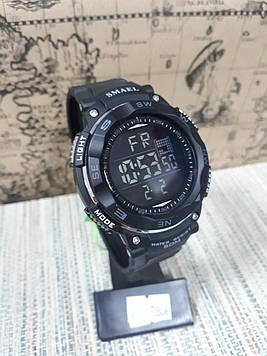 Годинники чоловічі великі Smael чорні з цифровим часом