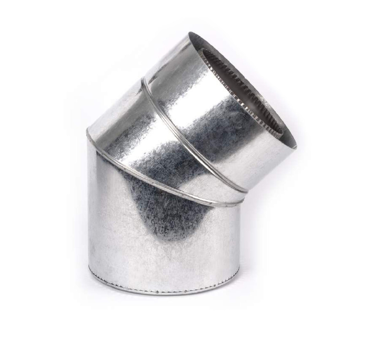 Коліно 45° з нержавіючої сталі з термоізоляцією нерж/оцинк, фото 1