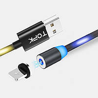 Магнітний кабель для заряджання USB 1m Topk Z-line Llightning Black світний LED для Iphone 4 шт., фото 5