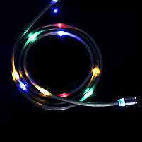 Магнітний кабель для заряджання USB 1m Topk Z-line Llightning Black світний LED для Iphone 4 шт., фото 6