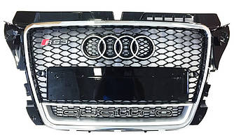 Решітка радіатора Audi A3 8P рестайл (08-12) стиль RS3 (хром рамка + quattro)