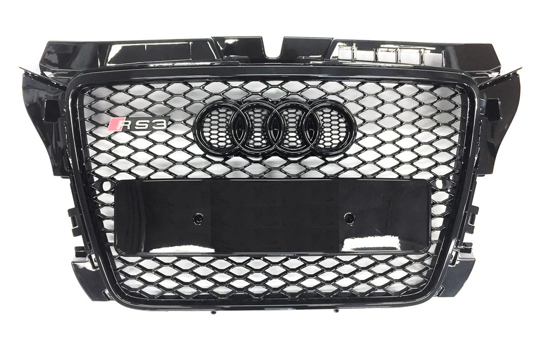 Решітка радіатора Audi A3 8P рестайл (08-12) стиль RS3 (чорний глянець)
