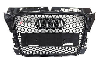 Решітка радіатора Audi A3 8P рестайл (08-12) стиль RS3 (чорний глянець)