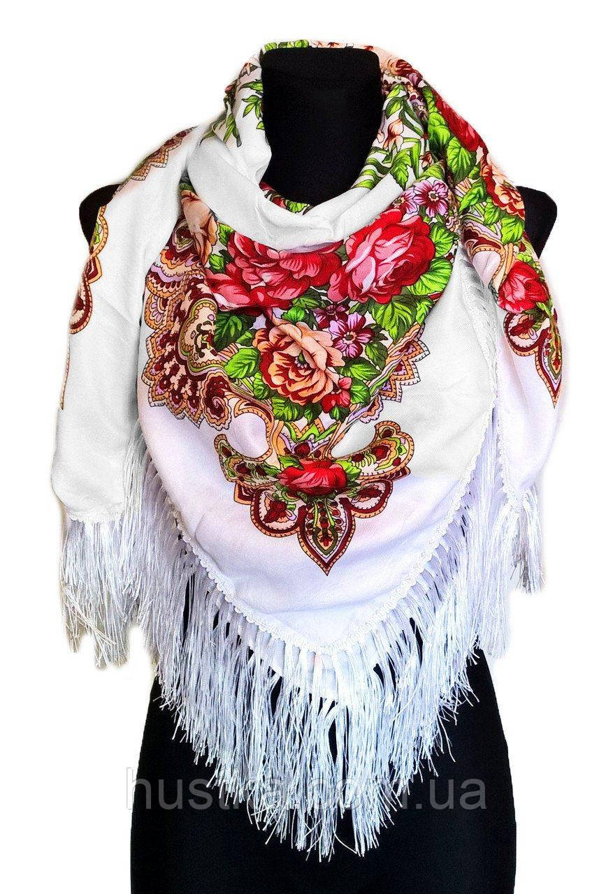 Українська народна хустка Ганна 120х120 см біла