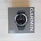 Смарт-годинник Garmin Fenix 5 Silver with Black Band з чорним ремінцем, фото 4