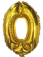 Воздушный шар фольгированный золотой, цифра«0» 1333