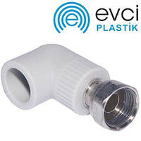 Коліно натискна гайка PP-R 20×1/2" EVCI