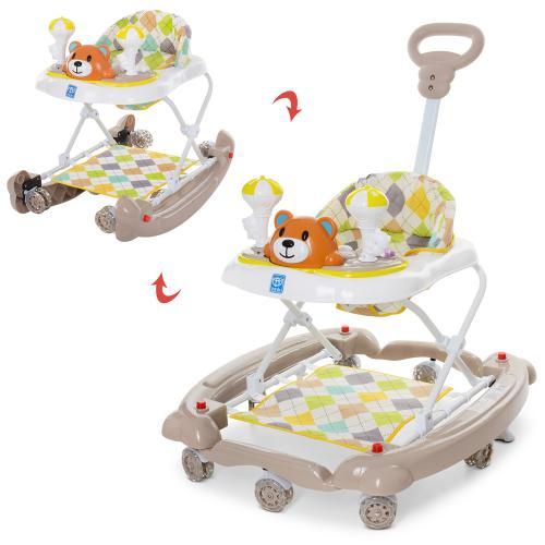 Ходунки-гойдалка M 3656A-S-1 музичні ходунки з ведмежам для малюків, фото 1