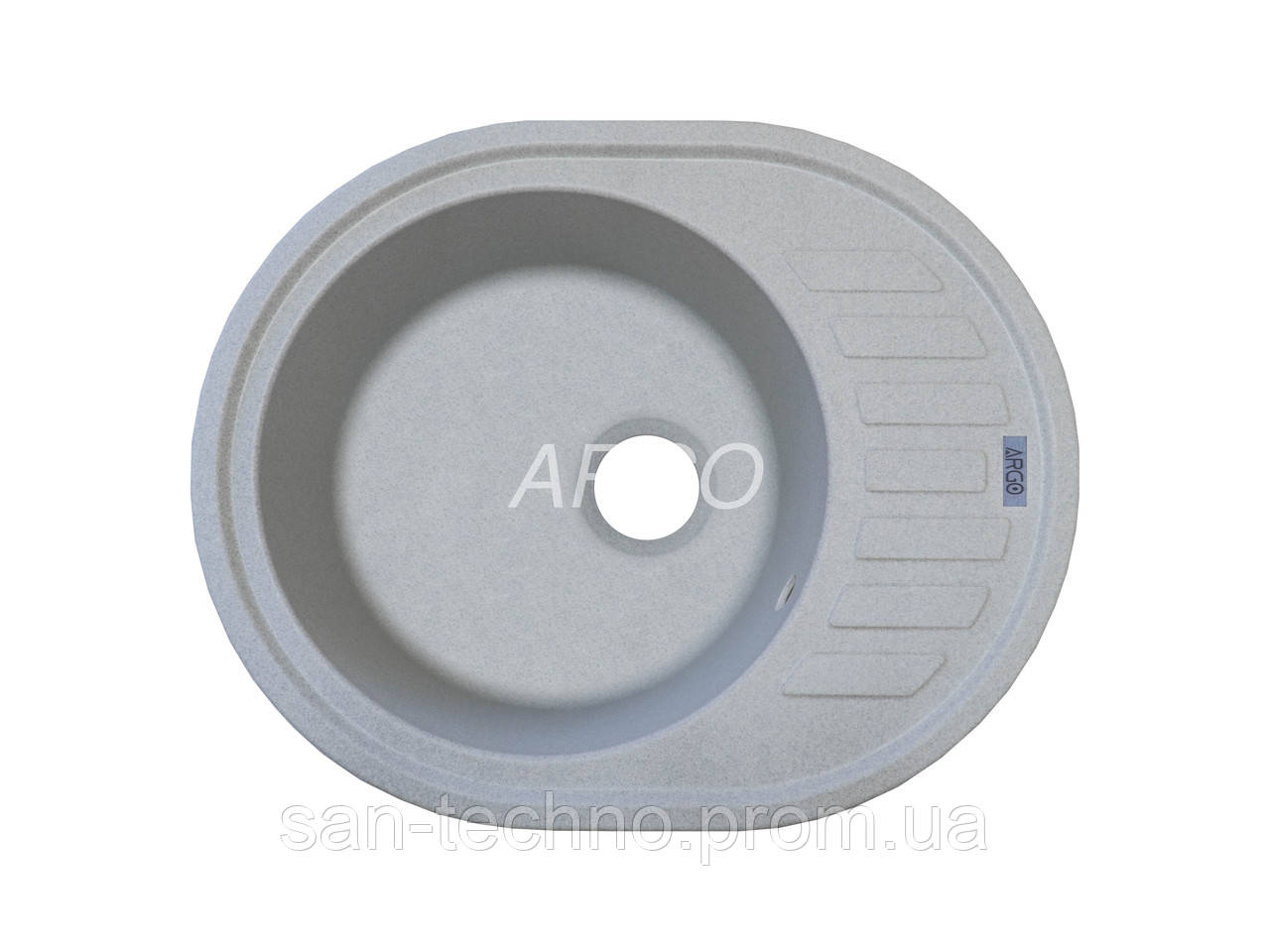 Гранітна овальна мийка для кухні Argo Ovale Grey 620*500*200