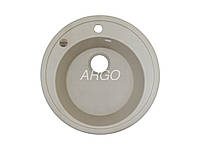 Круглая гранитная мойка для кухни Argo Tondo Ivori 510*200