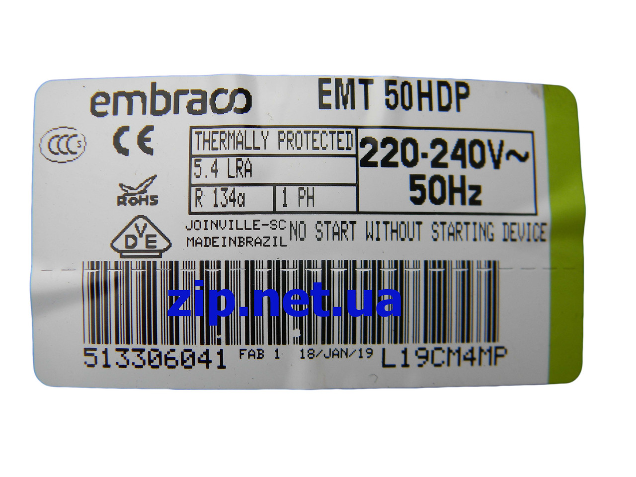 Компрессор EMT 50 HDP, R-134а, 158 W, (220v), (4.5 куб.), embraco aspera, для холодильника - фото 2 - id-p89529044