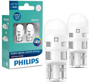 Світлодіодні LED лампи Philips ULTINON LED цоколь T10 (W5W) габаритні, світло 6000 К ОРИГИНАЛ, фото 1