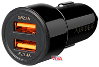 Автомобільний зарядний пристрій Puridea CC02 2XUSB Dual Fast Charge Black, фото 1